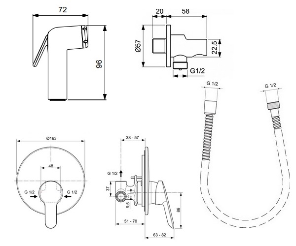 гигиенический набор IDEAL STANDARD IDEALSPRAY